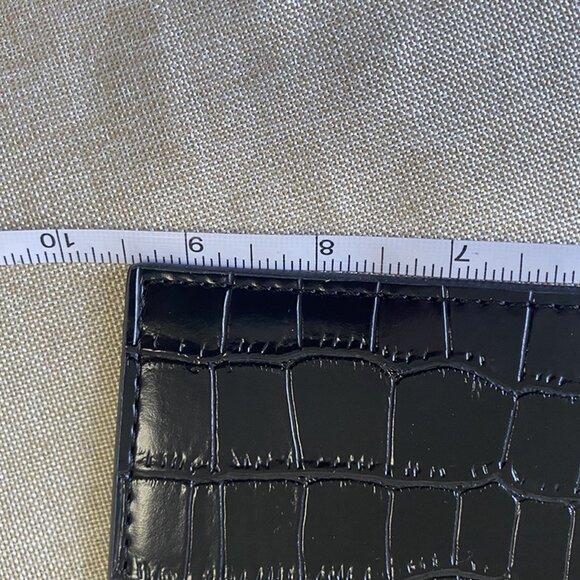 Black Crocodile-Embossed Tote Bag and Matching Pouch - Picture 8 of 9